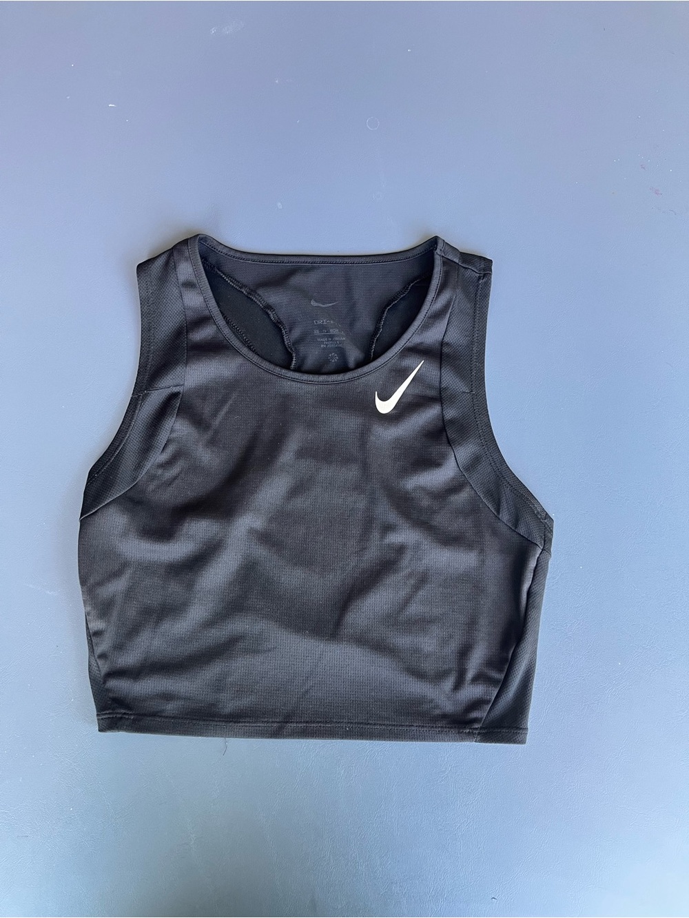 Nike Black Cropped Performance Tank with White Swoosh
